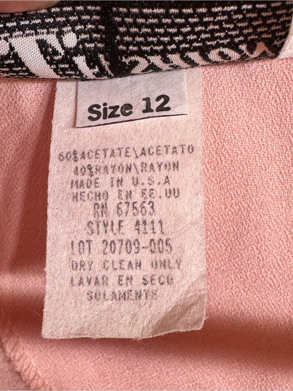 Vintage Pastel Pink Pearl Button Front Midi Dress, 1970s/ 1980s, size 12 - Picture 15 of 16